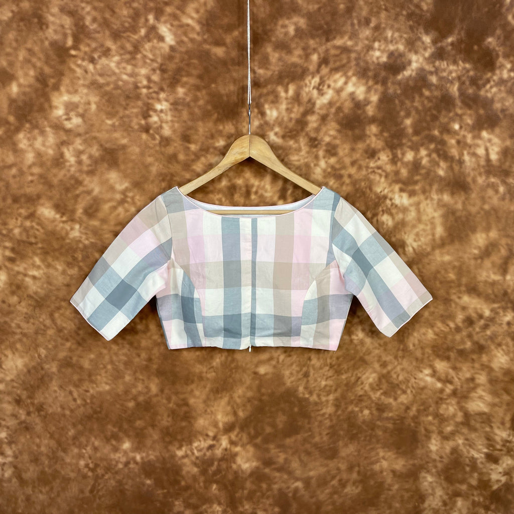 Neck Check Multi Color Coloured Cotton Ready to Wear Blouse - kapda Tailor
