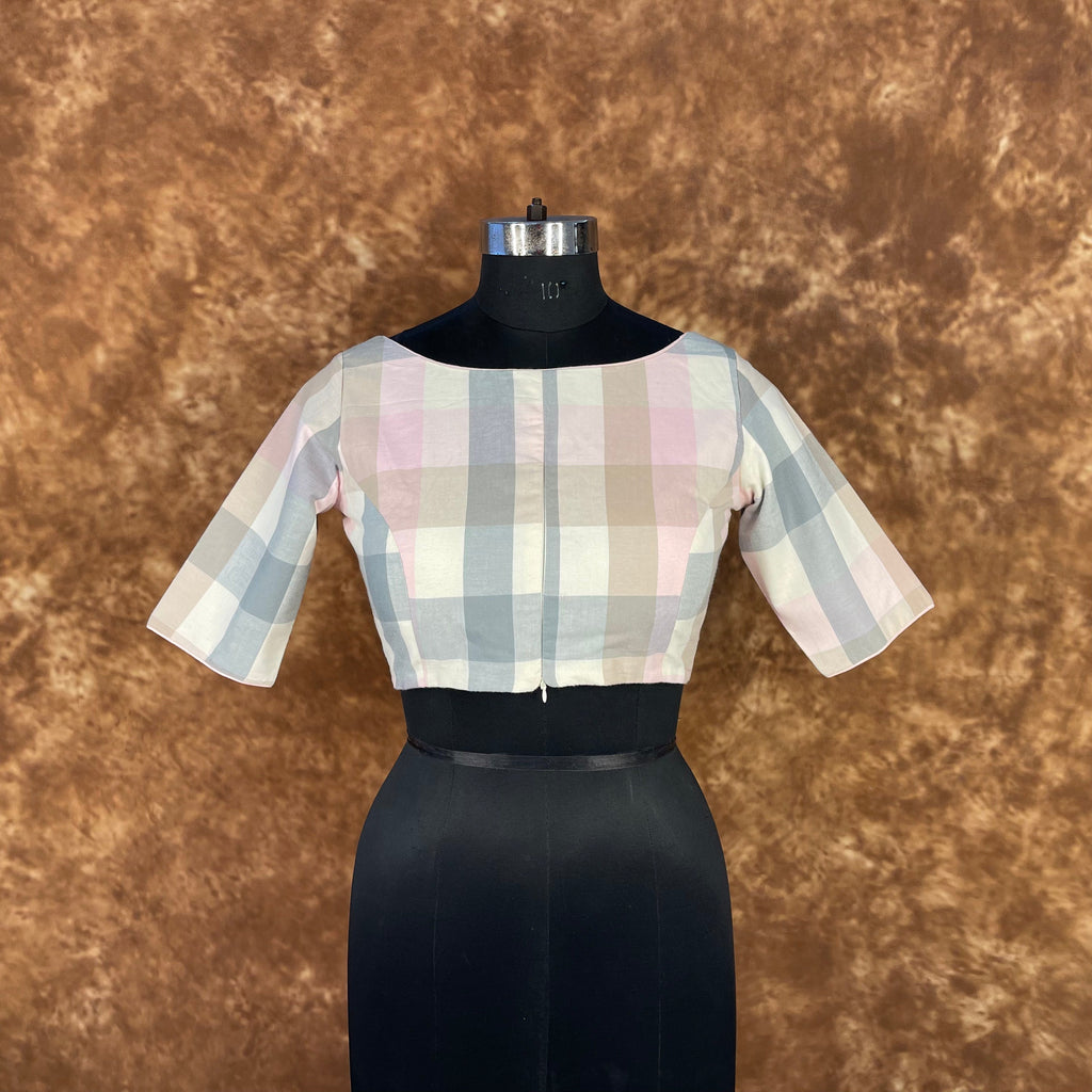 Neck Check Multi Color Coloured Cotton Ready to Wear Blouse - kapda Tailor