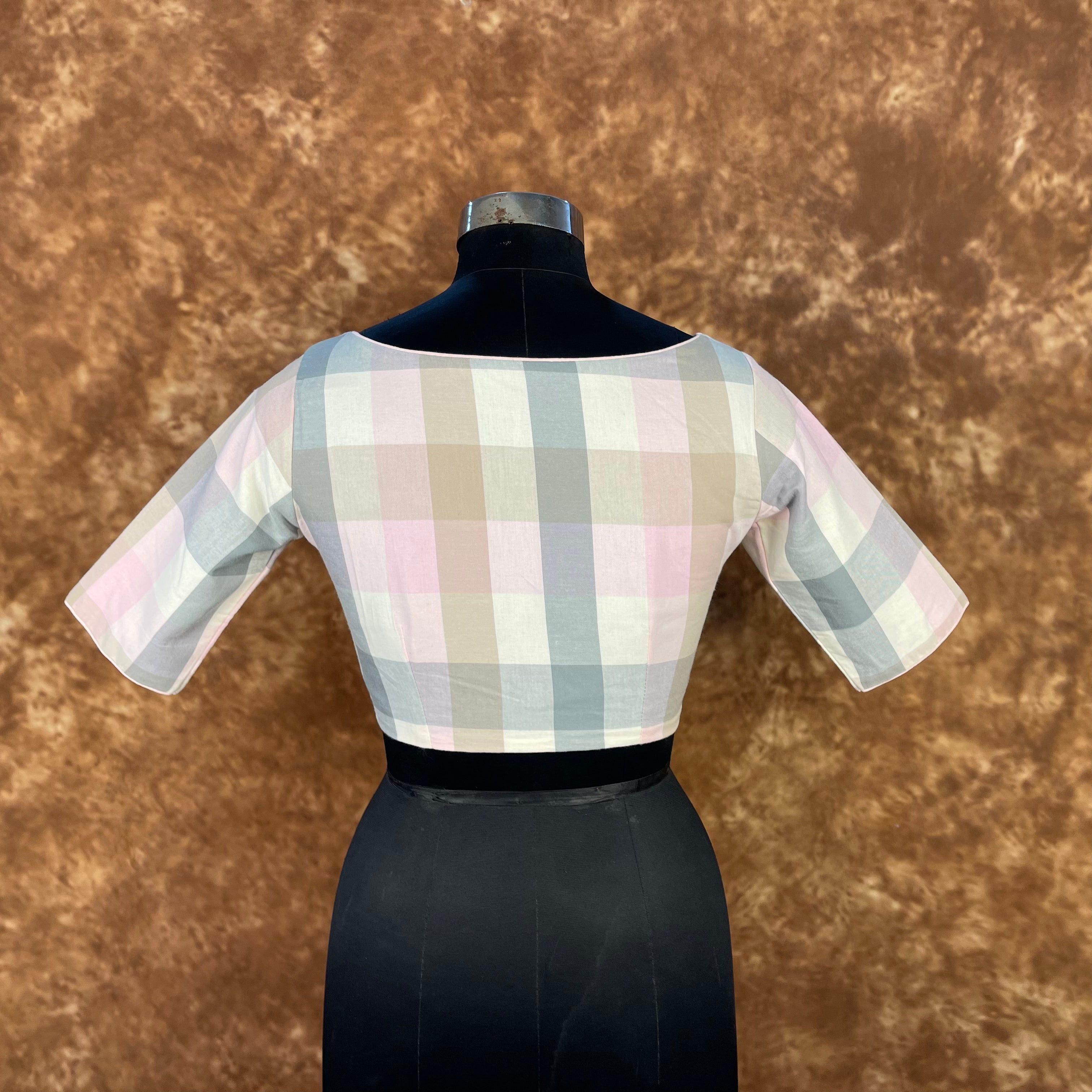 Neck Check Multi Color Coloured Cotton Ready to Wear Blouse - kapda Tailor