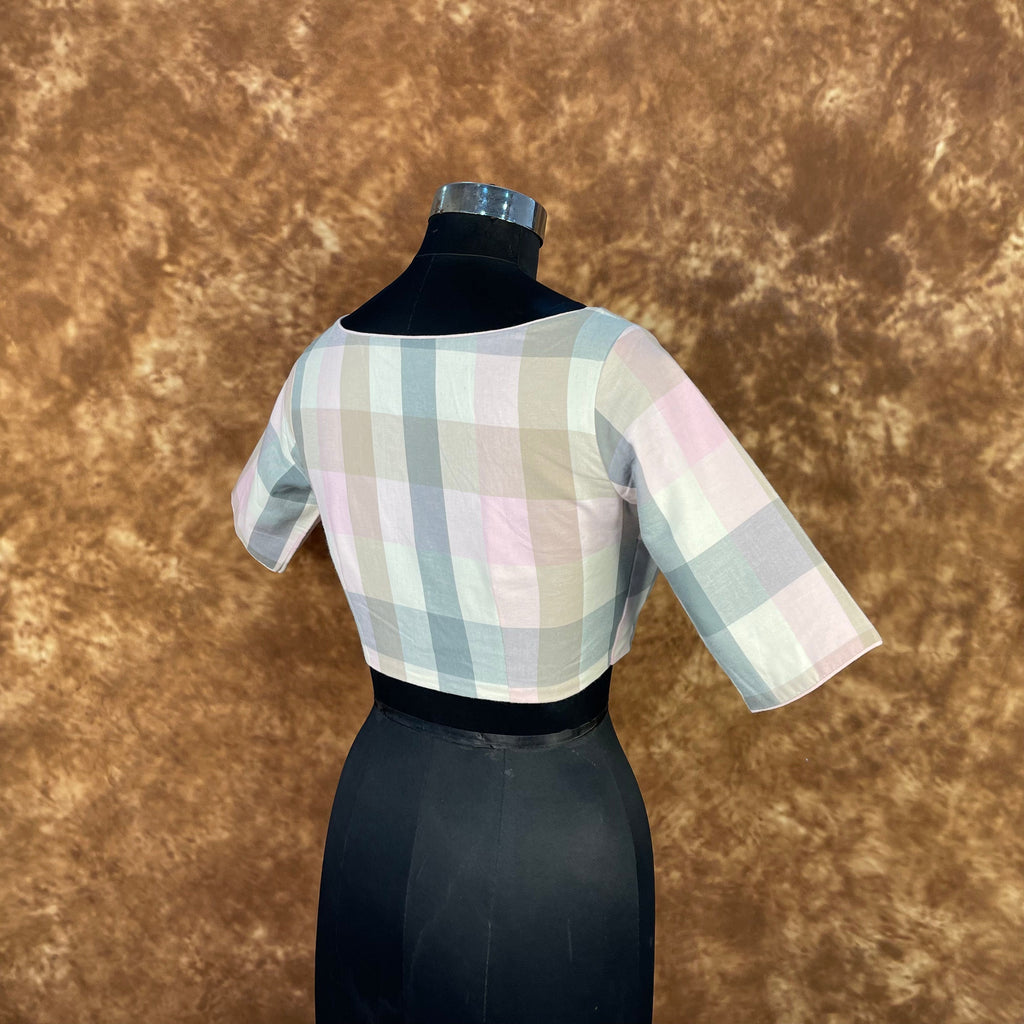 Neck Check Multi Color Coloured Cotton Ready to Wear Blouse - kapda Tailor