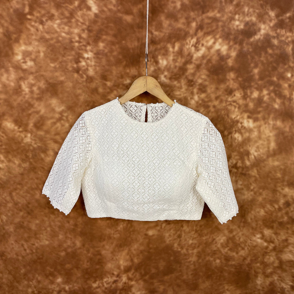 Radiant Glow Cream Coloured Cotton Less Ready to Wear Blouse - kapda Tailor