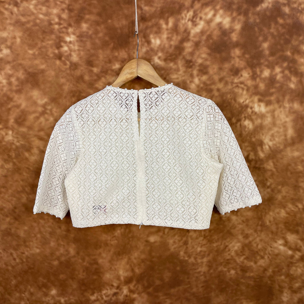 Radiant Glow Cream Coloured Cotton Less Ready to Wear Blouse - kapda Tailor