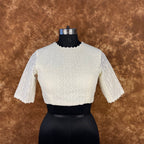 Radiant Glow Cream Coloured Cotton Less Ready to Wear Blouse - kapda Tailor