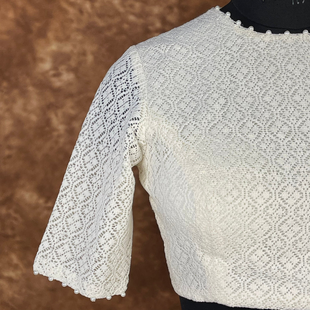 Radiant Glow Cream Coloured Cotton Less Ready to Wear Blouse - kapda Tailor