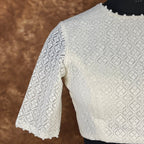 Radiant Glow Cream Coloured Cotton Less Ready to Wear Blouse - kapda Tailor