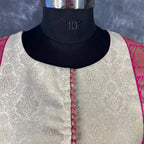 Icy Cool Pink Coloured Broket Silk Ready to Wear Blouse - kapda Tailor