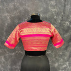 Icy Cool Pink Coloured Broket Silk Ready to Wear Blouse - kapda Tailor