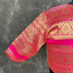 Icy Cool Pink Coloured Broket Silk Ready to Wear Blouse - kapda Tailor