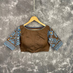 Divine Brown Brown Coloured Chanderi Cotton Weaving Pattern Ready to Wear Blouse - kapda Tailor