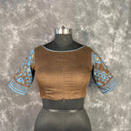 Divine Brown Brown Coloured Chanderi Cotton Weaving Pattern Ready to Wear Blouse - kapda Tailor