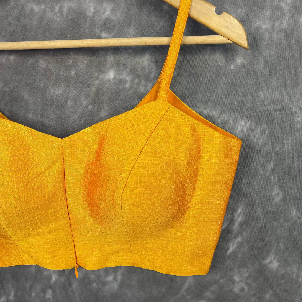 Majestic Yellow Yellow Coloured Silk Ready to Wear Blouse - kapda Tailor