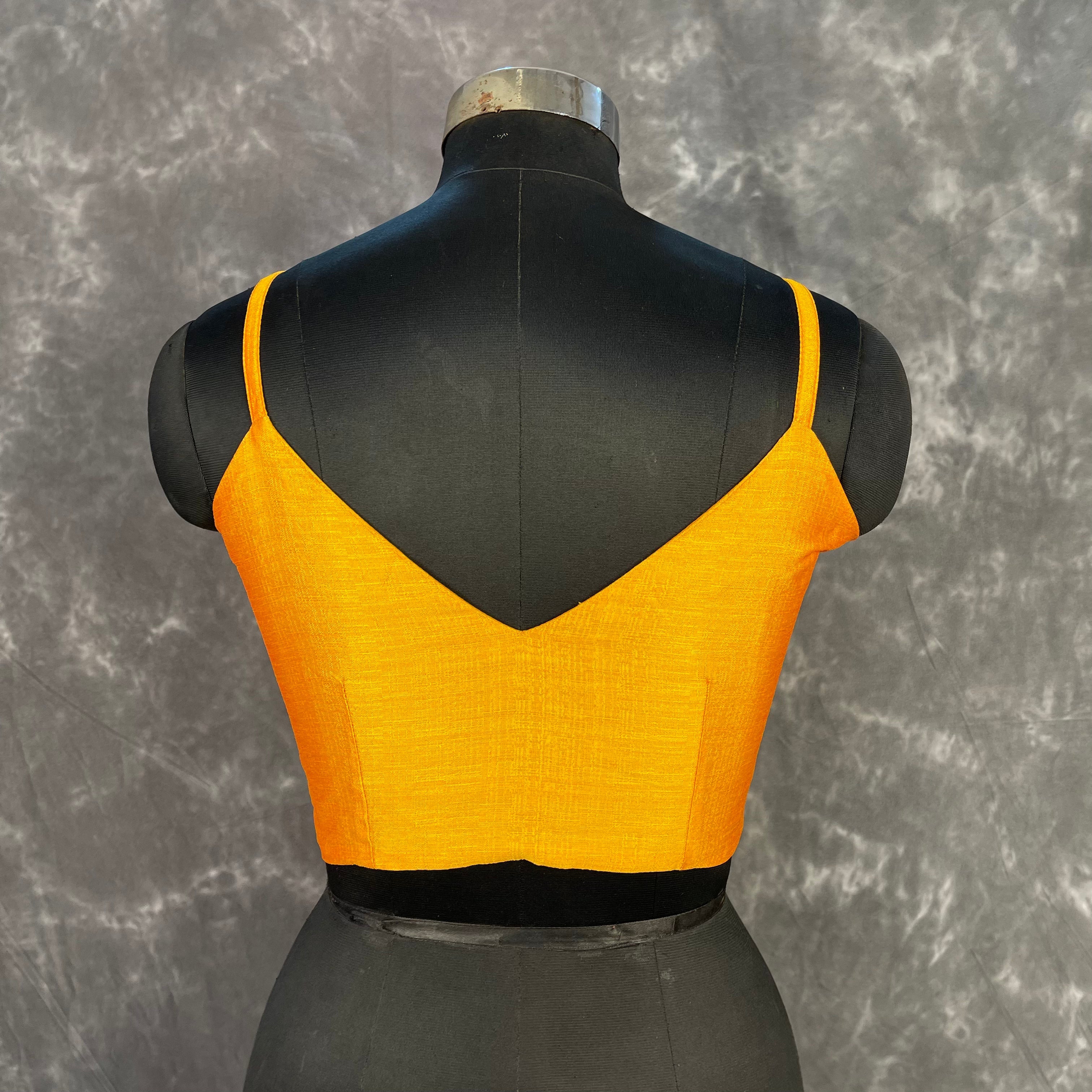 Majestic Yellow Yellow Coloured Silk Ready to Wear Blouse - kapda Tailor