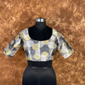 Multi Print Facade Ash Grey Coloured Silk Ready to Wear Blouse - kapda Tailor