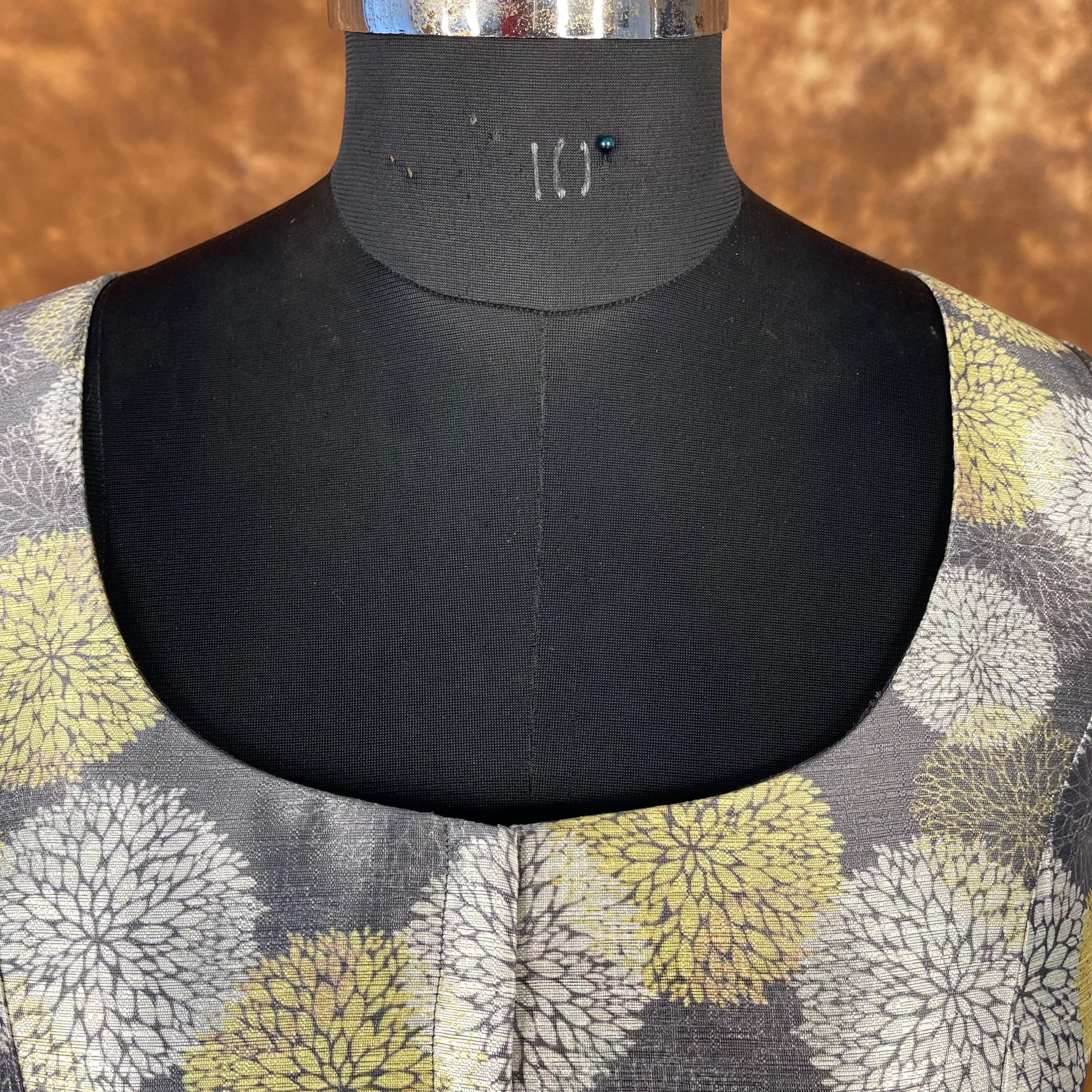 Multi Print Facade Ash Grey Coloured Silk Ready to Wear Blouse - kapda Tailor