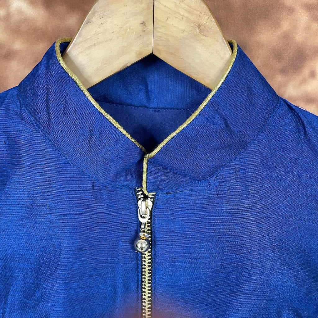 Cut Piece Fashion Royal Blue Coloured Silk Ready to Wear Blouse - kapda Tailor