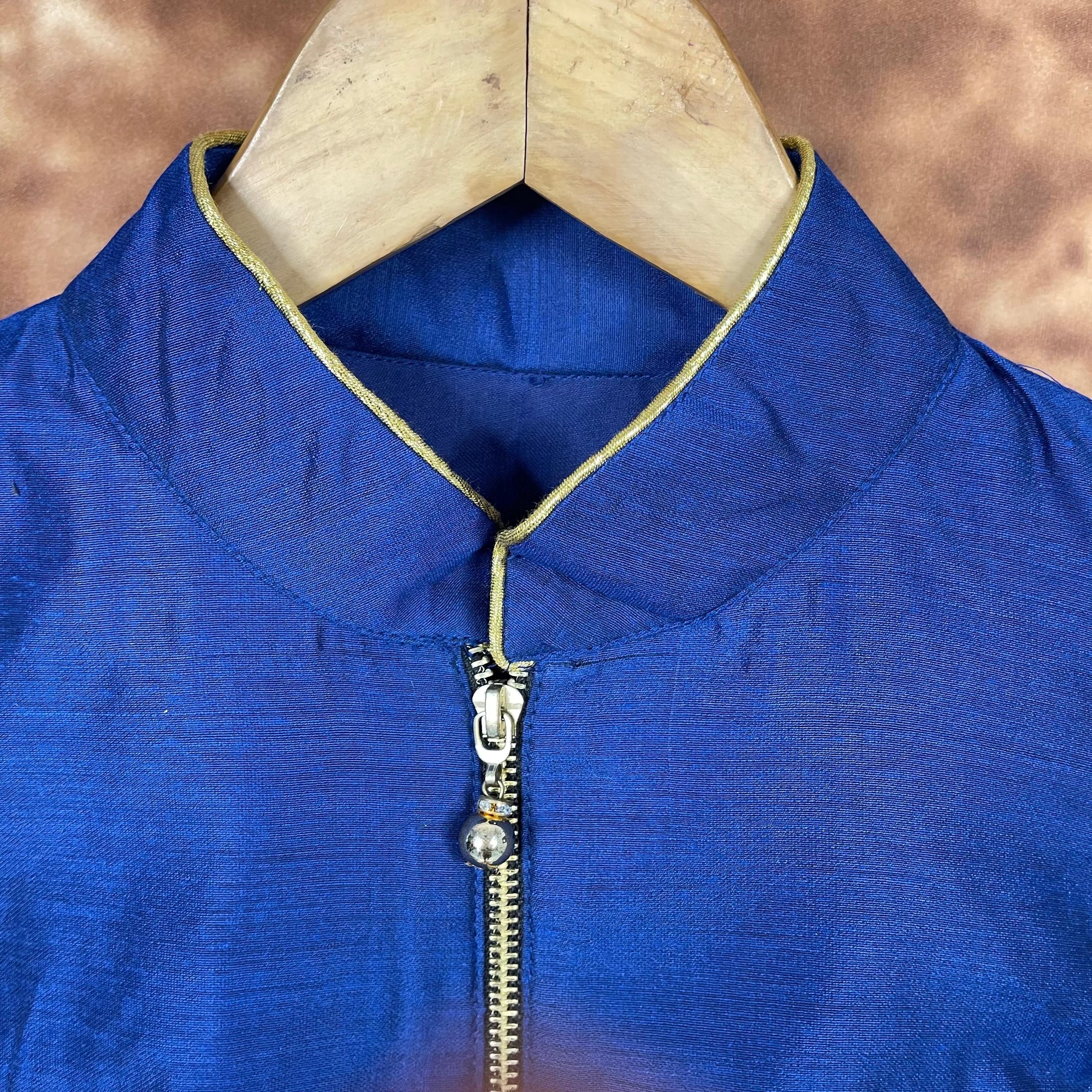 Cut Piece Fashion Royal Blue Coloured Silk Ready to Wear Blouse - kapda Tailor