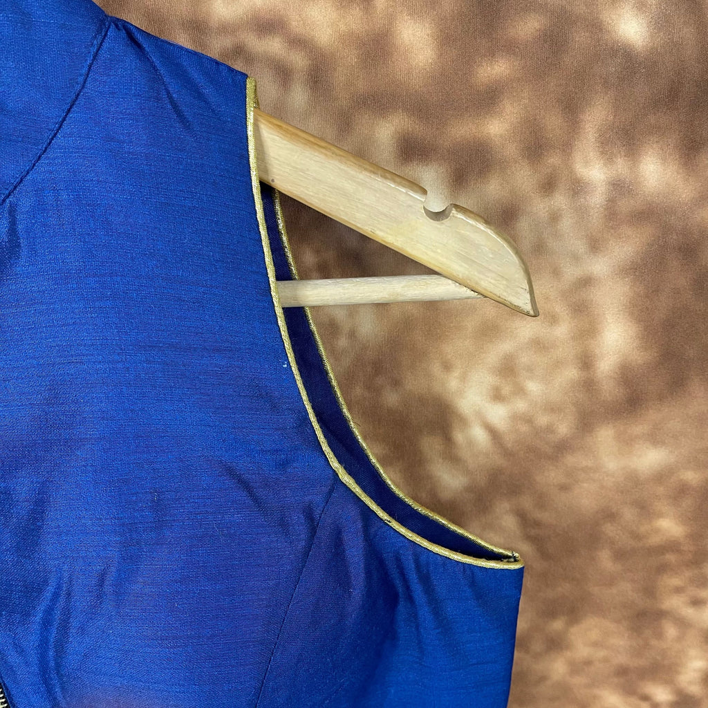 Cut Piece Fashion Royal Blue Coloured Silk Ready to Wear Blouse - kapda Tailor