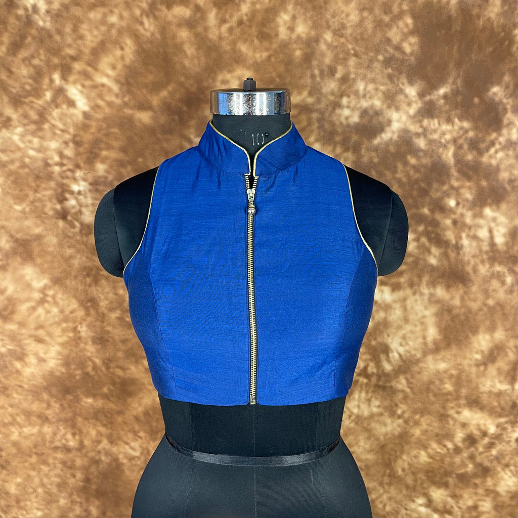 Cut Piece Fashion Royal Blue Coloured Silk Ready to Wear Blouse - kapda Tailor