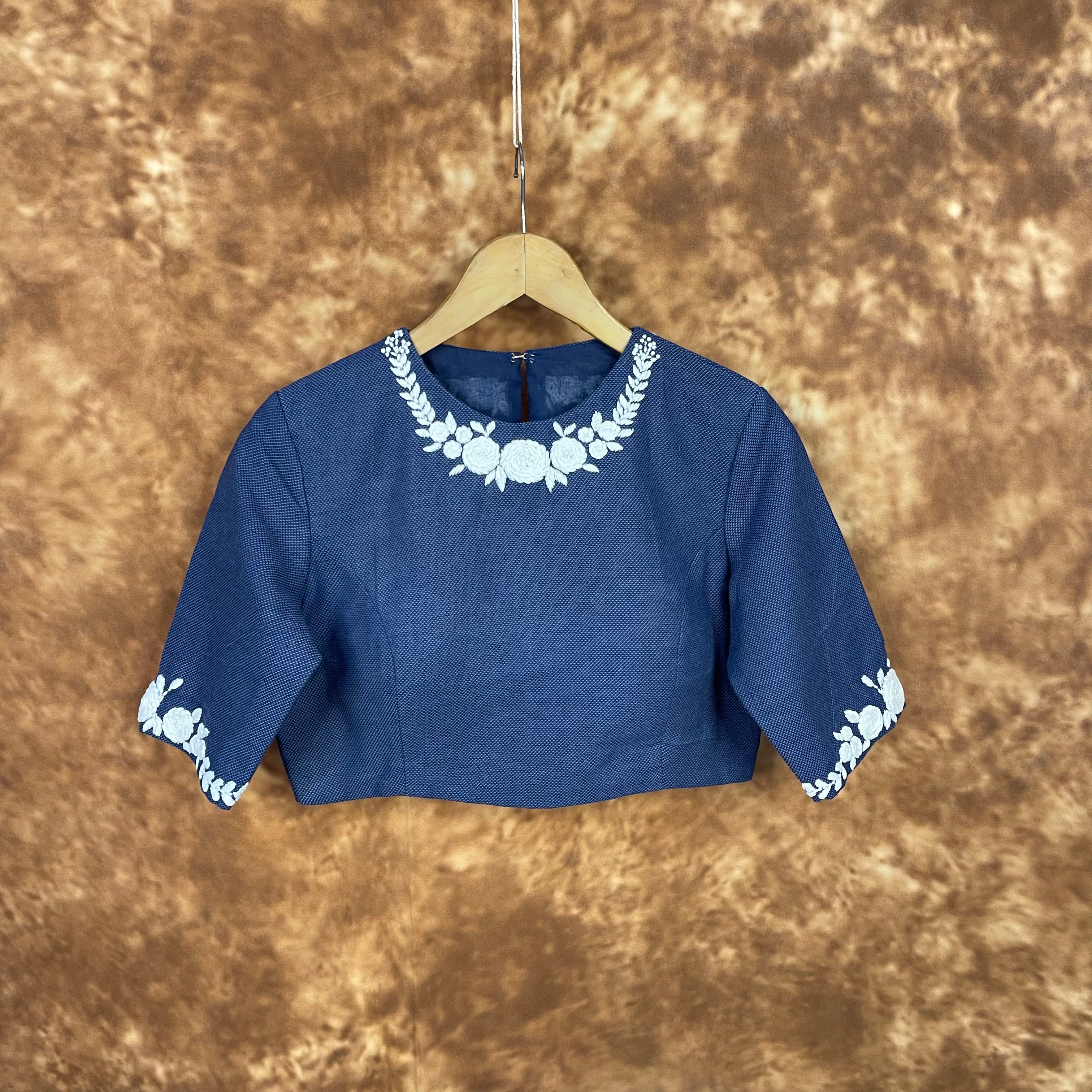 Jardosi Justajoo Blue Coloured Cotton Ready to Wear Blouse - kapda Tailor