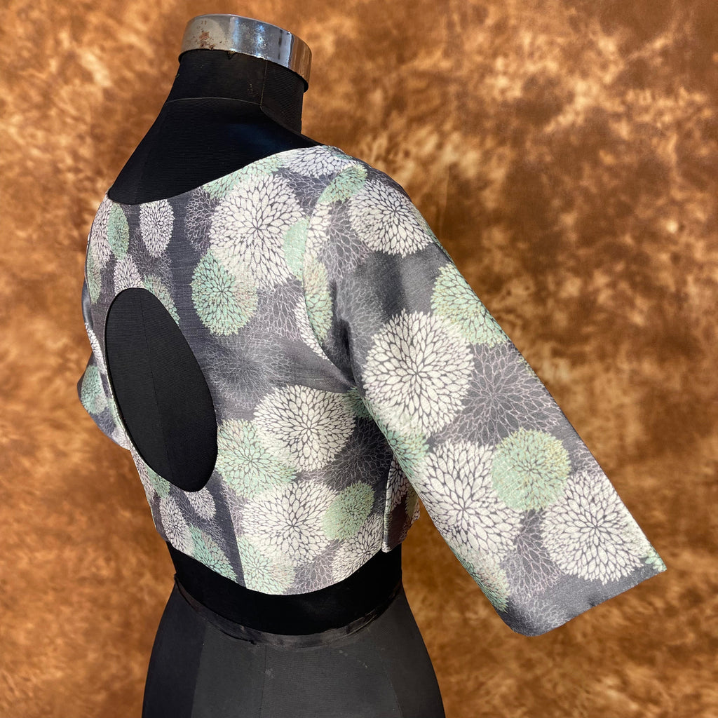 Festive Rush Grey Coloured Silk Ready to Wear Blouse - kapda Tailor
