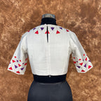 Silk Triangle Cream Coloured Silk Ready to Wear Blouse - kapda Tailor