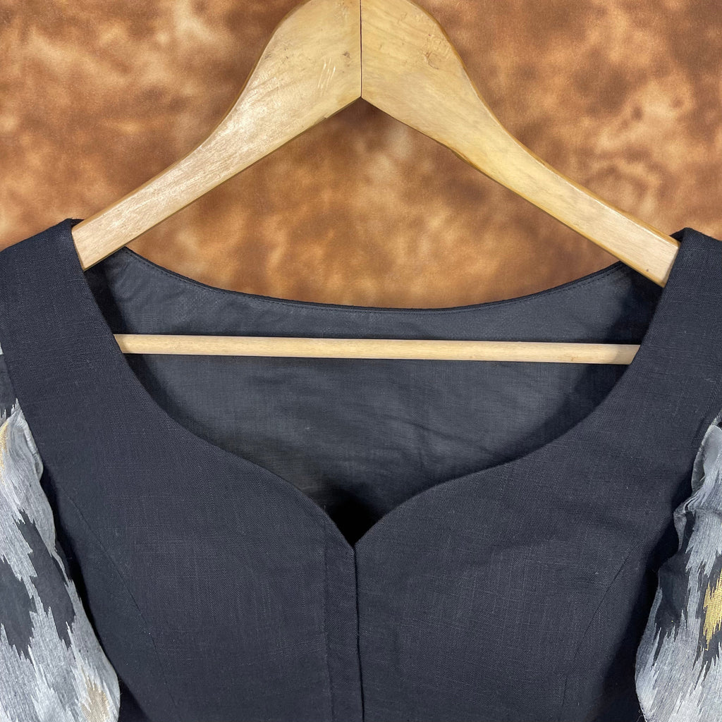 Aurora Black Black Coloured Cotton / Chanderi Ready to Wear Blouse - kapda Tailor