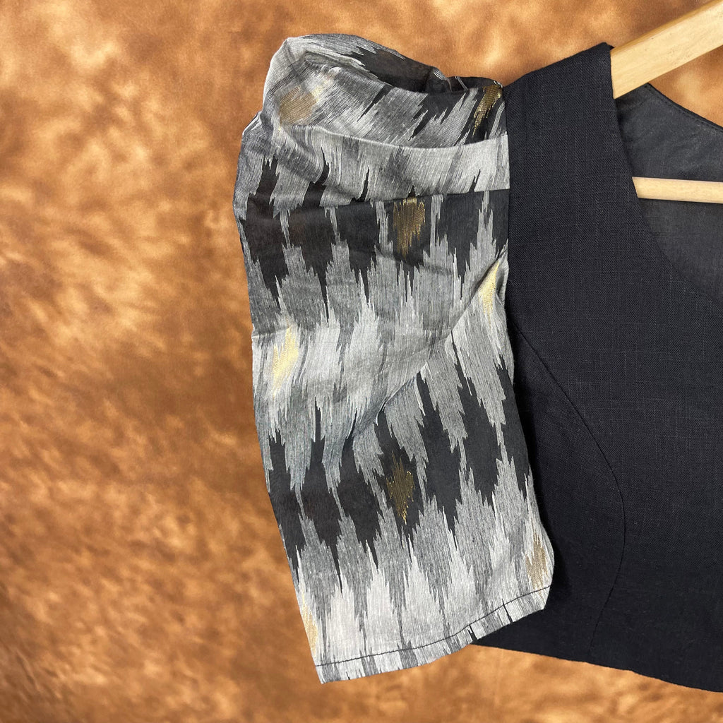 Aurora Black Black Coloured Cotton / Chanderi Ready to Wear Blouse - kapda Tailor