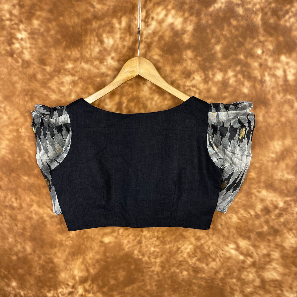 Aurora Black Black Coloured Cotton / Chanderi Ready to Wear Blouse - kapda Tailor