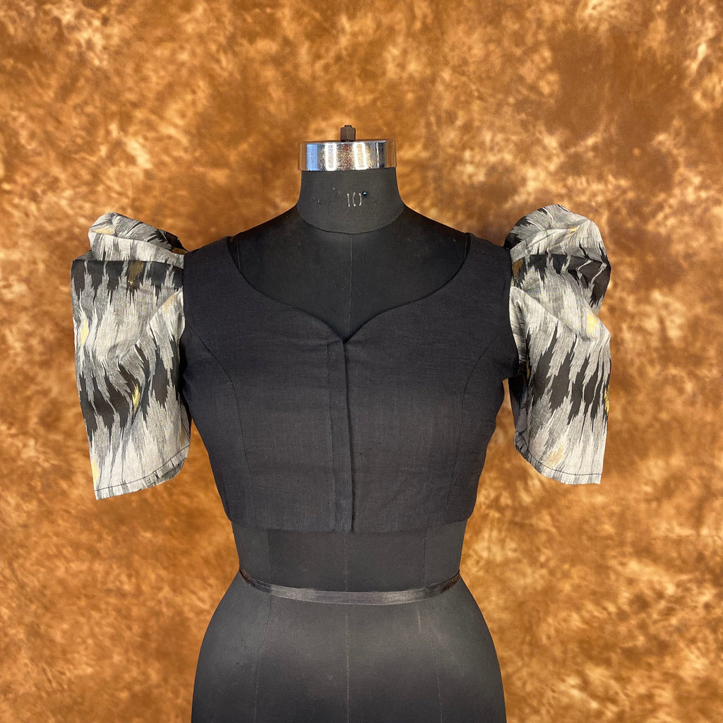 Aurora Black Black Coloured Cotton / Chanderi Ready to Wear Blouse - kapda Tailor