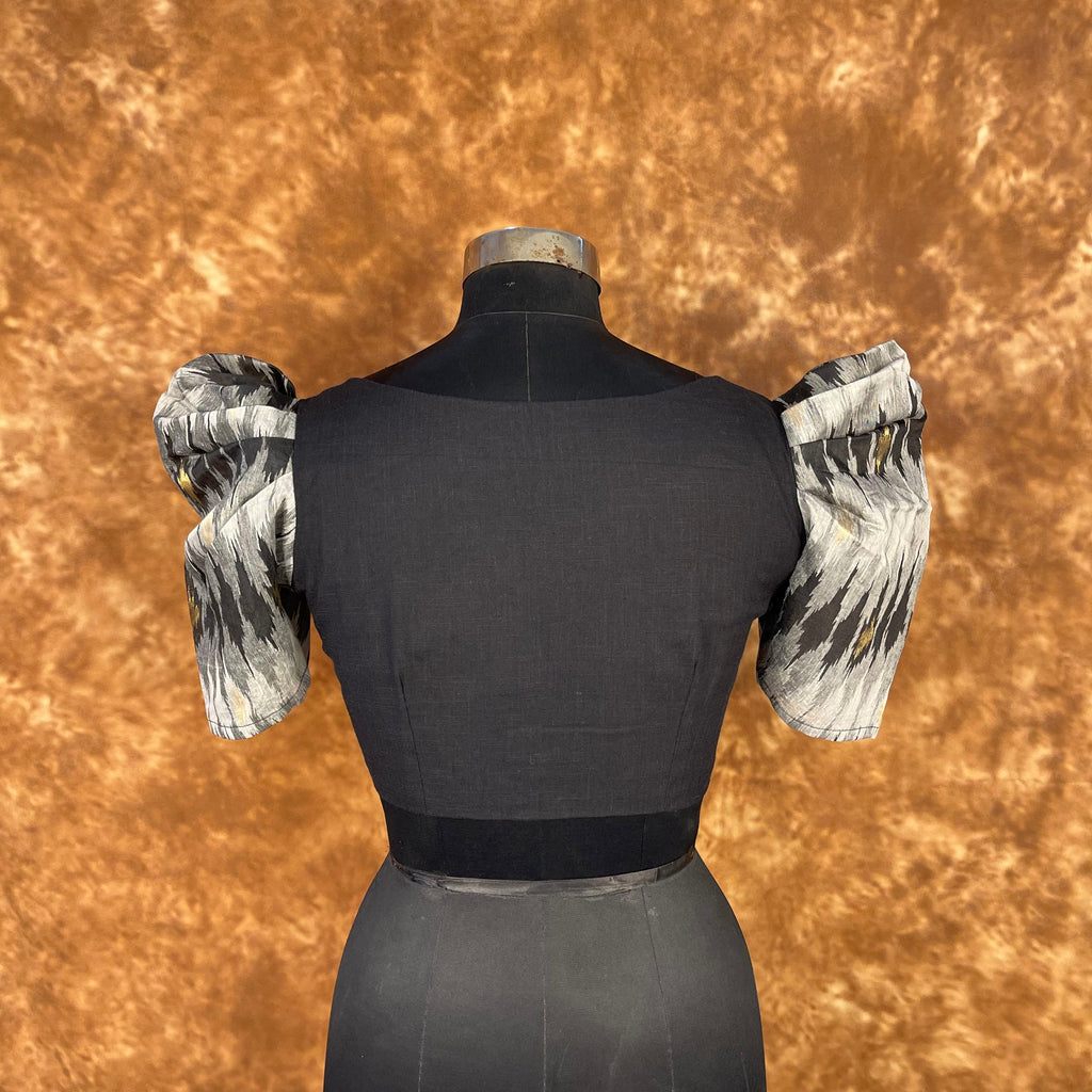 Aurora Black Black Coloured Cotton / Chanderi Ready to Wear Blouse - kapda Tailor