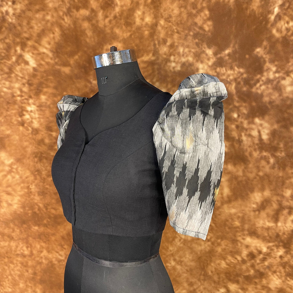 Aurora Black Black Coloured Cotton / Chanderi Ready to Wear Blouse - kapda Tailor