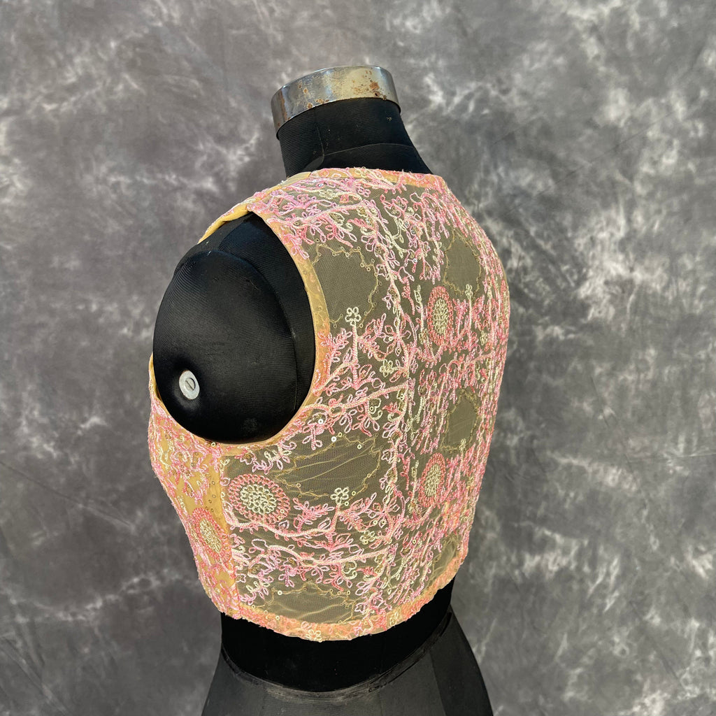 Parchment Pink Pink Coloured Net With Embroidrey Ready to Wear Blouse - kapda Tailor