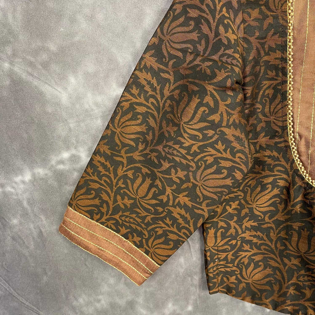 Wood Wish Brown Coloured Cotton Silk Ready to Wear Blouse - kapda Tailor