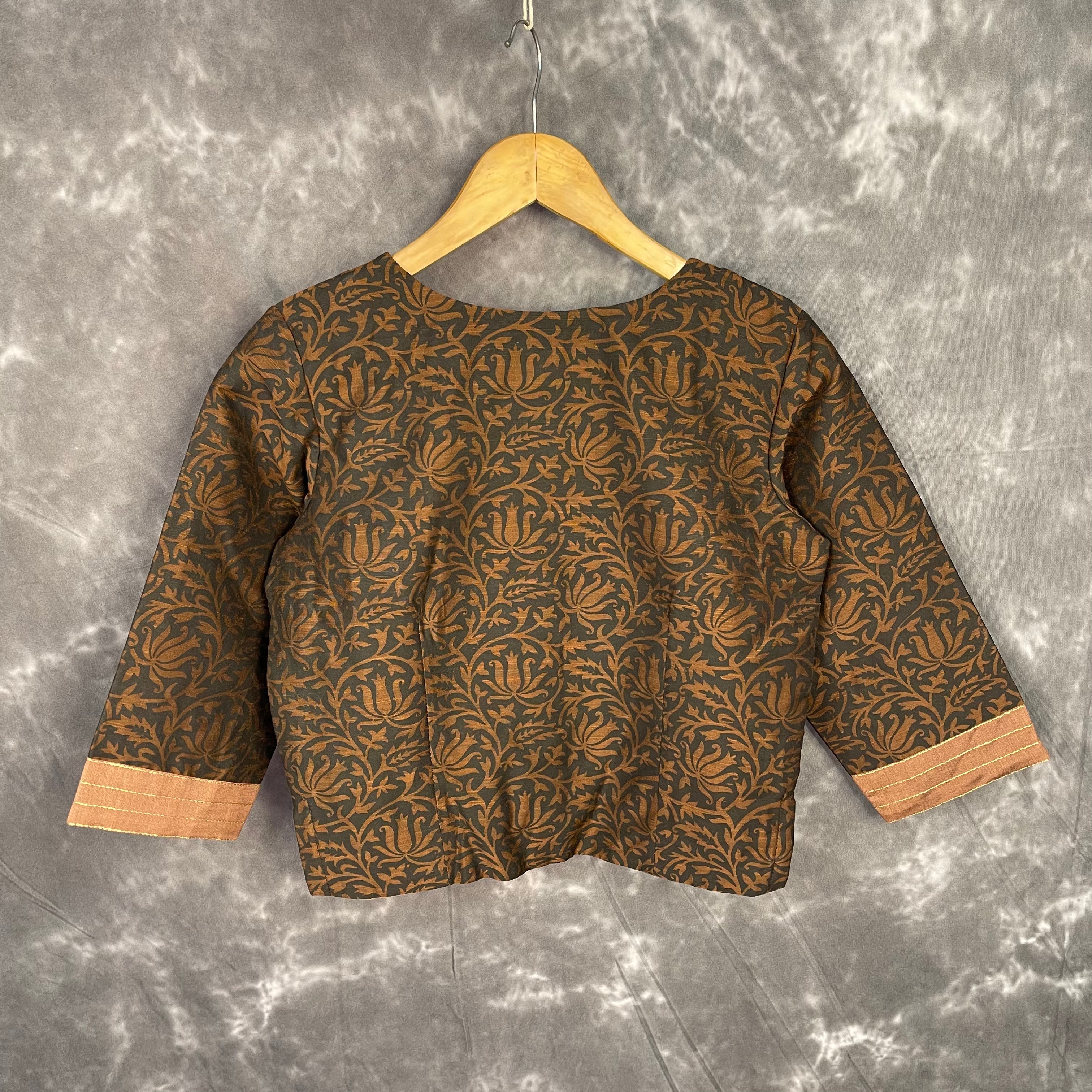 Wood Wish Brown Coloured Cotton Silk Ready to Wear Blouse - kapda Tailor
