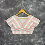 Funky Fusion Multis Strip Color Coloured Chanderi Cotton Ready to Wear Blouse - kapda Tailor
