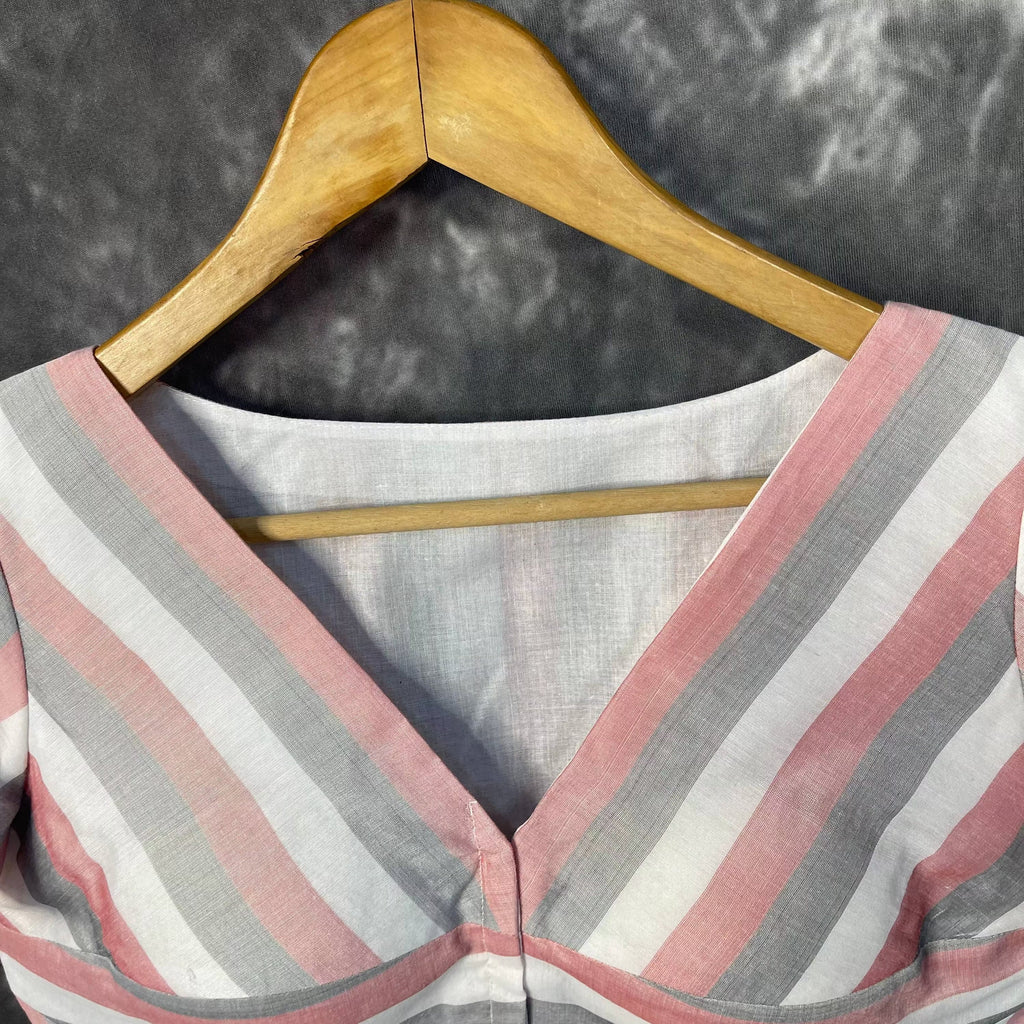 Funky Fusion Multis Strip Color Coloured Chanderi Cotton Ready to Wear Blouse - kapda Tailor