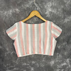 Funky Fusion Multis Strip Color Coloured Chanderi Cotton Ready to Wear Blouse - kapda Tailor