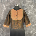 Wood Wish Brown Coloured Cotton Silk Ready to Wear Blouse - kapda Tailor