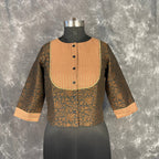 Wood Wish Brown Coloured Cotton Silk Ready to Wear Blouse - kapda Tailor