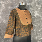 Wood Wish Brown Coloured Cotton Silk Ready to Wear Blouse - kapda Tailor