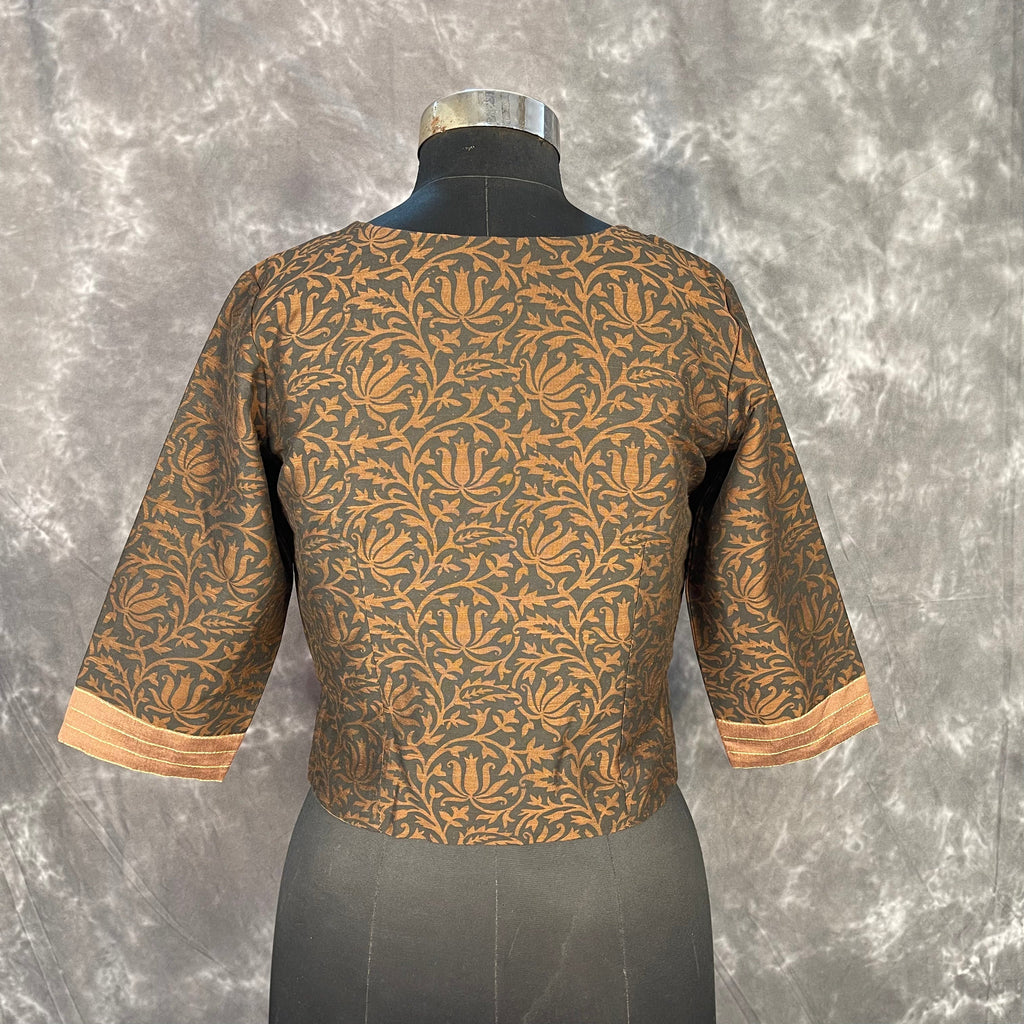 Wood Wish Brown Coloured Cotton Silk Ready to Wear Blouse - kapda Tailor