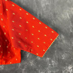 Rakhtbeej Medium Burnt Orange Coloured Chanderi with Gold Butta Weaving Ready to Wear Blouse - kapda Tailor