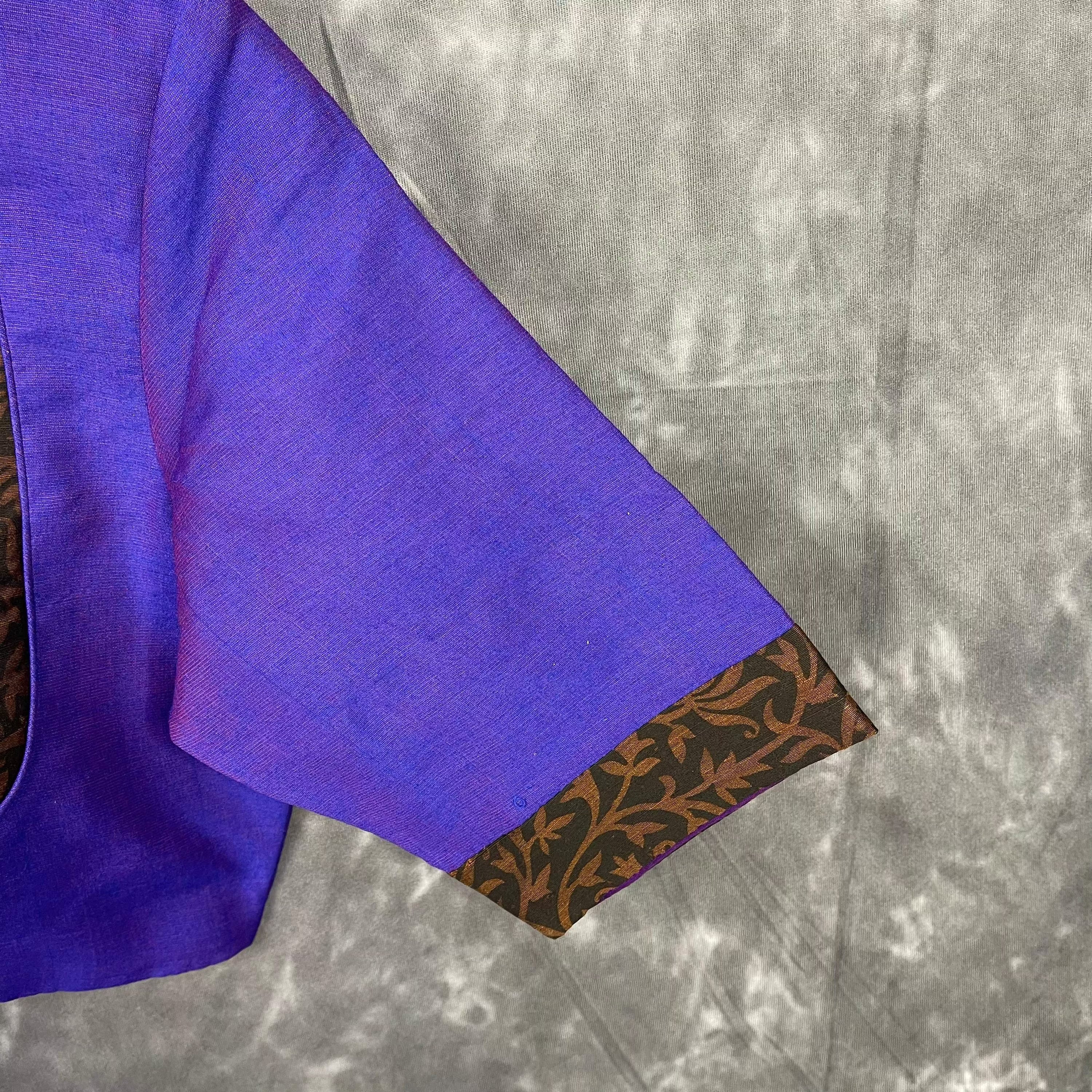 Greeky Blush Purple / Brown Coloured Cotto Silk/Cotton Silk Printed Ready to Wear Blouse - kapda Tailor