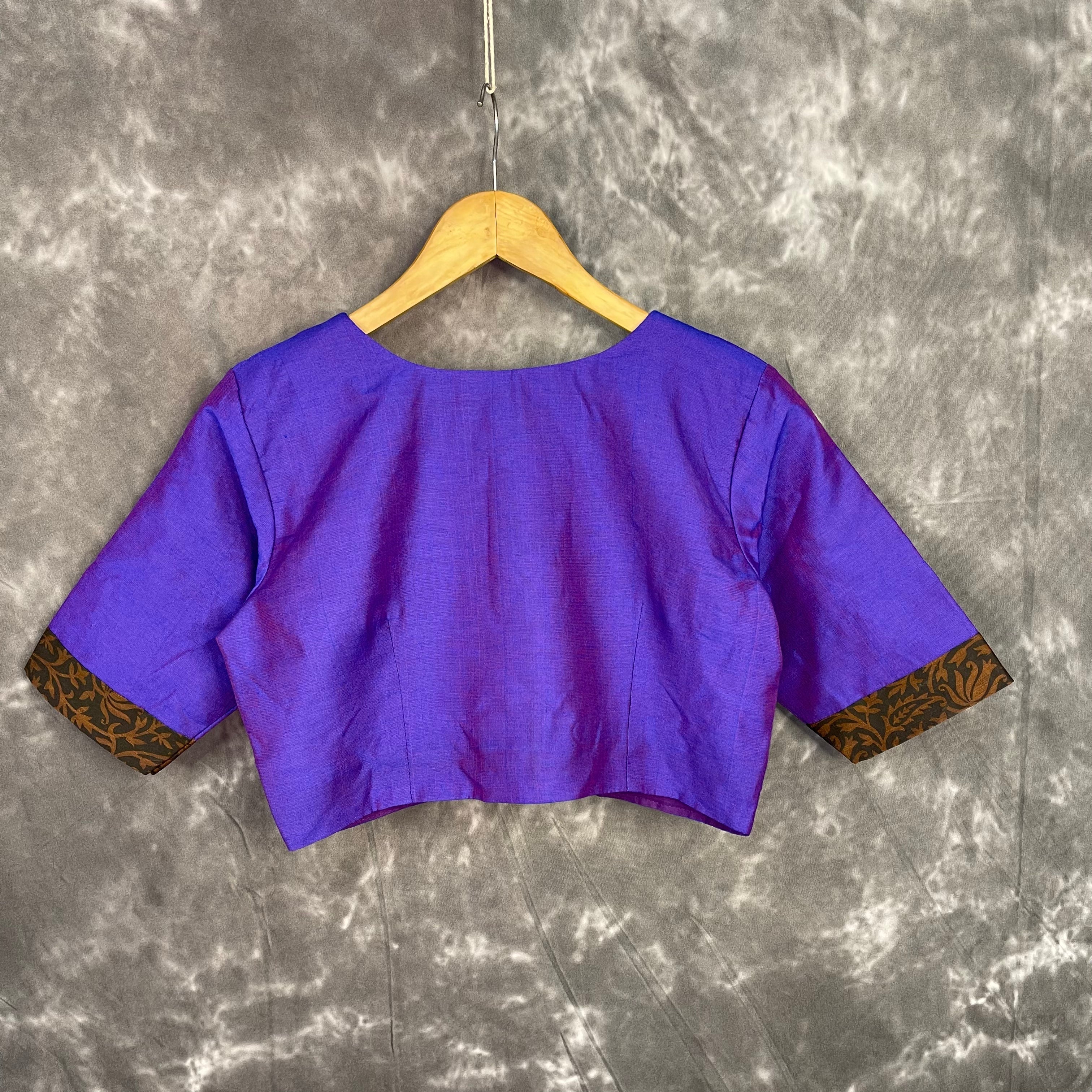 Greeky Blush Purple / Brown Coloured Cotto Silk/Cotton Silk Printed Ready to Wear Blouse - kapda Tailor