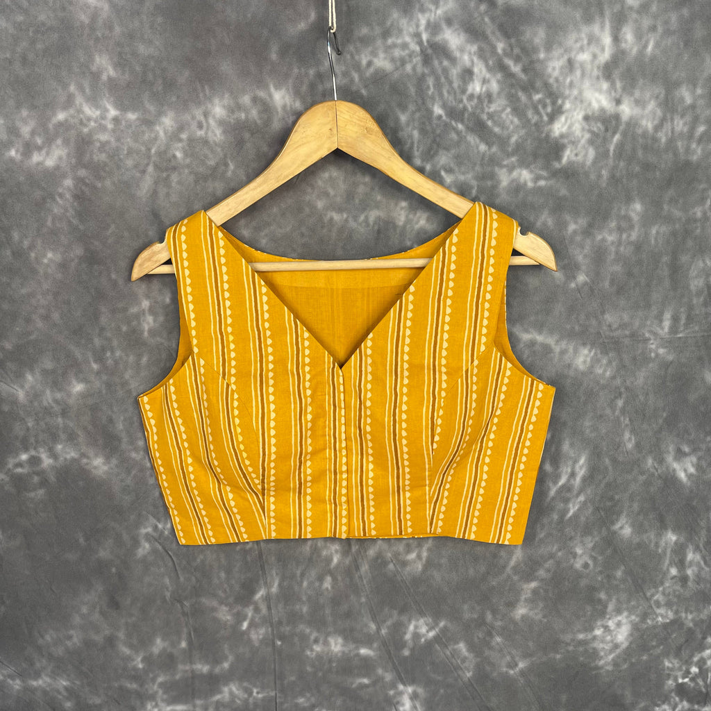 Ujla Savera Orange Coloured Cotton Printed Ready to Wear Blouse - kapda Tailor