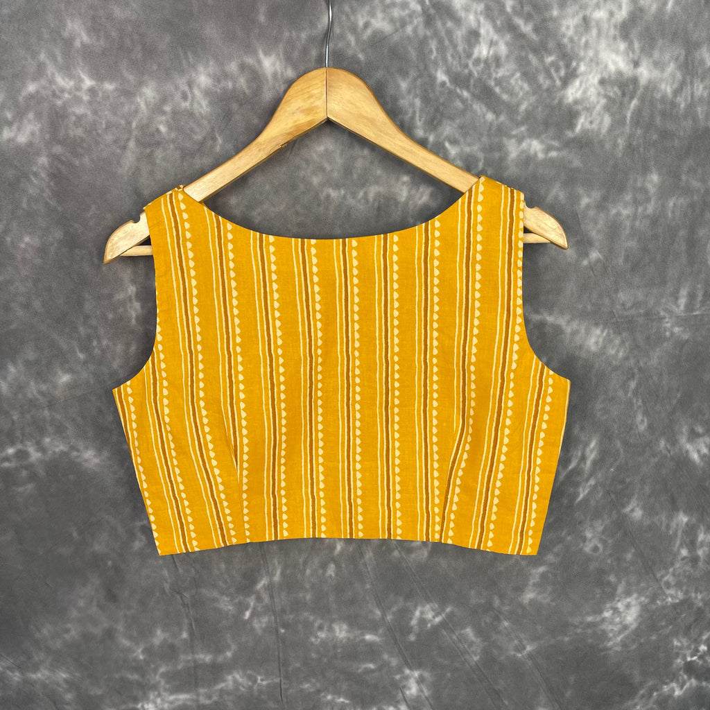 Ujla Savera Orange Coloured Cotton Printed Ready to Wear Blouse - kapda Tailor