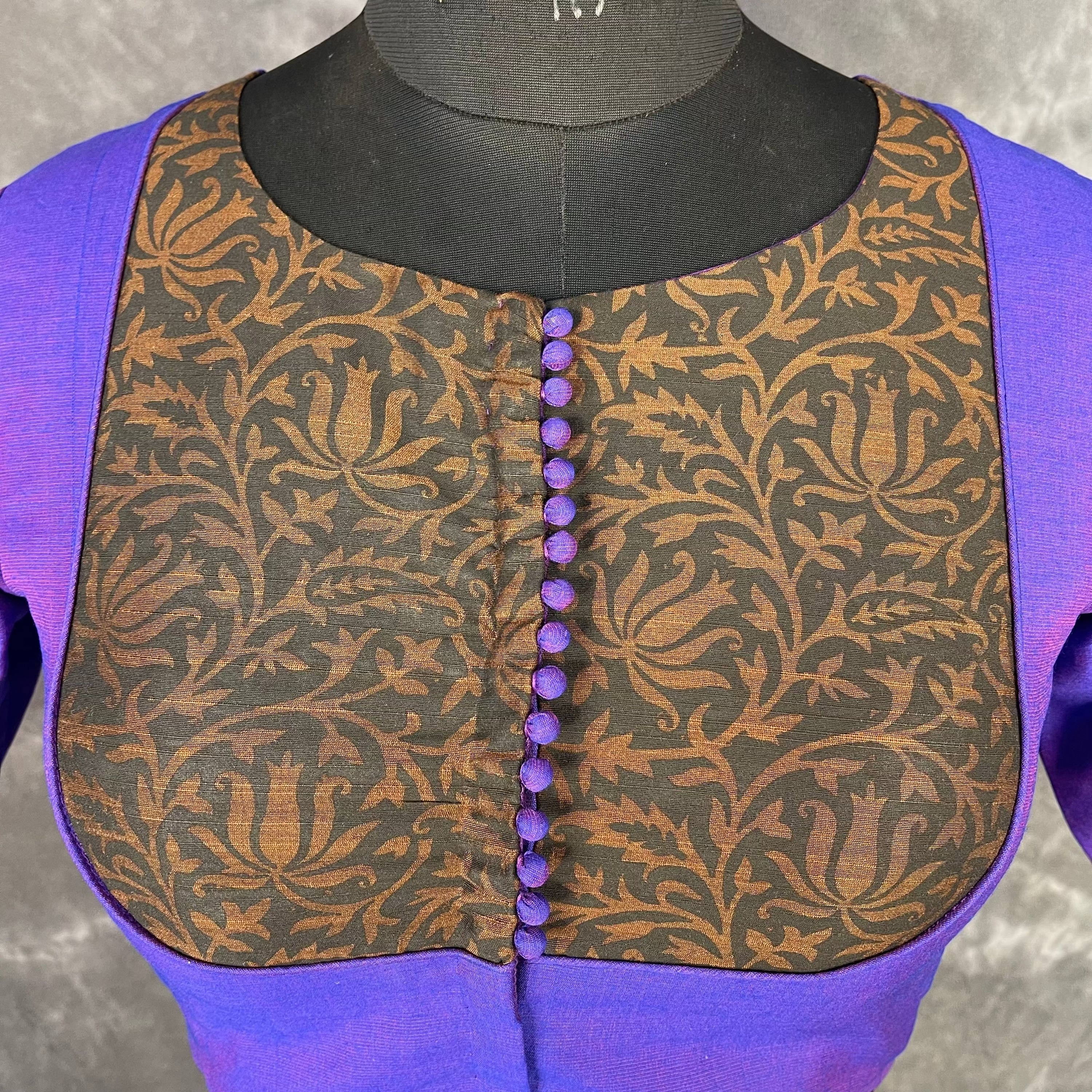 Greeky Blush Purple / Brown Coloured Cotto Silk/Cotton Silk Printed Ready to Wear Blouse - kapda Tailor