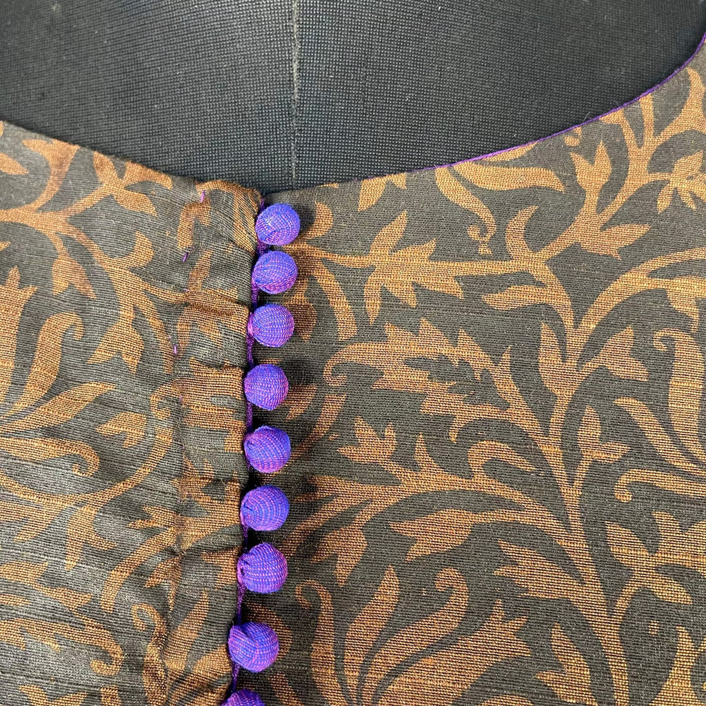 Greeky Blush Purple / Brown Coloured Cotto Silk/Cotton Silk Printed Ready to Wear Blouse - kapda Tailor