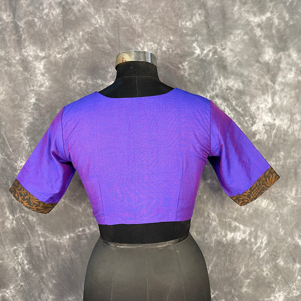 Greeky Blush Purple / Brown Coloured Cotto Silk/Cotton Silk Printed Ready to Wear Blouse - kapda Tailor