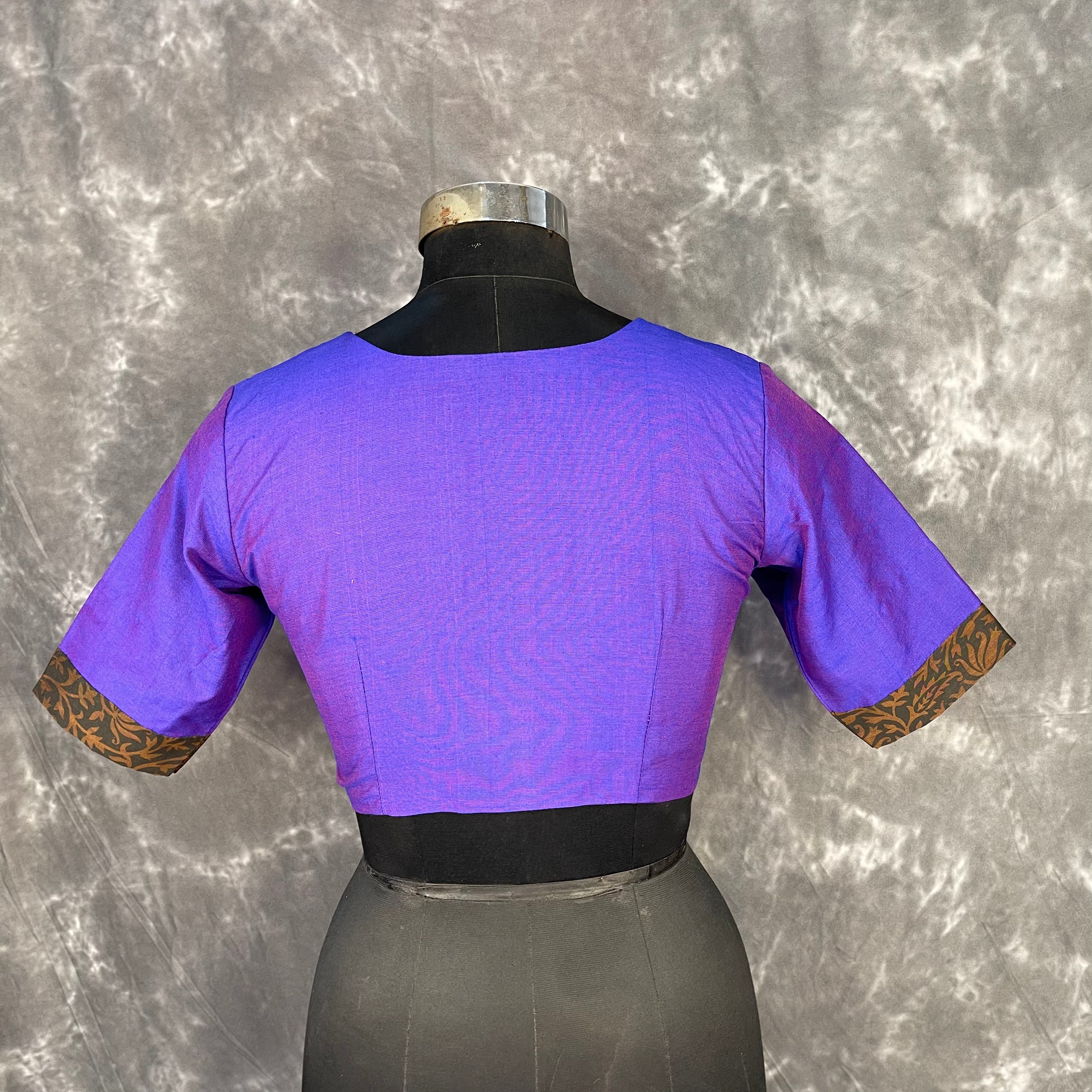Greeky Blush Purple / Brown Coloured Cotto Silk/Cotton Silk Printed Ready to Wear Blouse - kapda Tailor